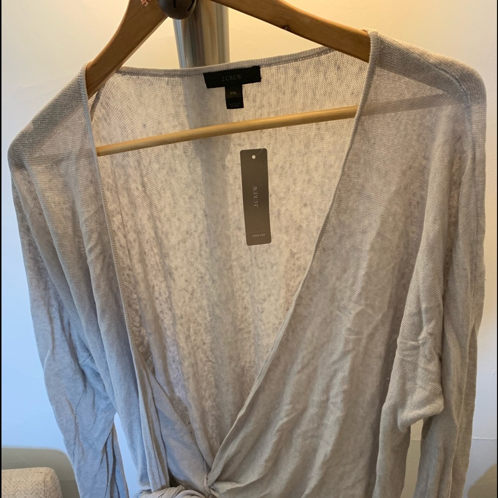 NWT - j Crew silver metallic wrap ballet style sweater